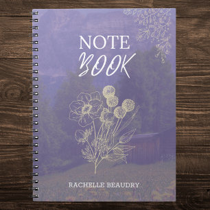 Carnet Floral pourpre personnalisé