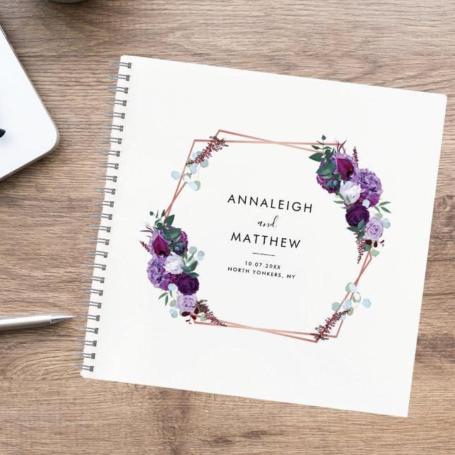 Carnet Floral Purple Botanique Mariage Invité (Floral Purple Botanical Wedding Guest Notebook)