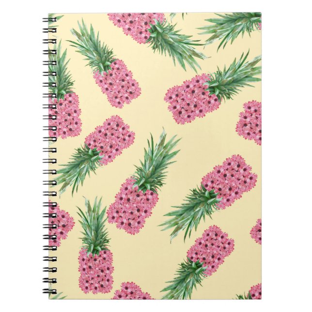 Carnet Floral rose ananas Jaune Arrière - plan (Devant)