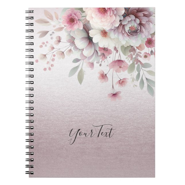 Carnet Floral rose blanc moderne (Devant)