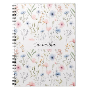 Carnet Floral rose bleu personnalisé