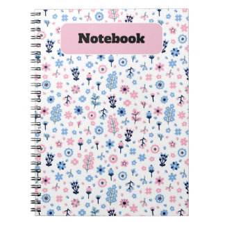 Carnet Floral rose et bleu Motif