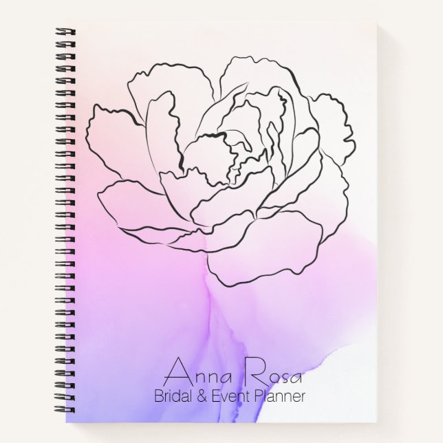 Carnet *~* Floral Rose Lavande & Pink Pastel Aquarelle (Devant)