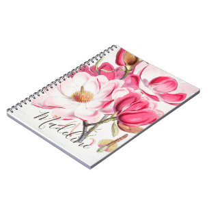 Carnet Floral rose Ressort couleur Feminine Élégant Monog
