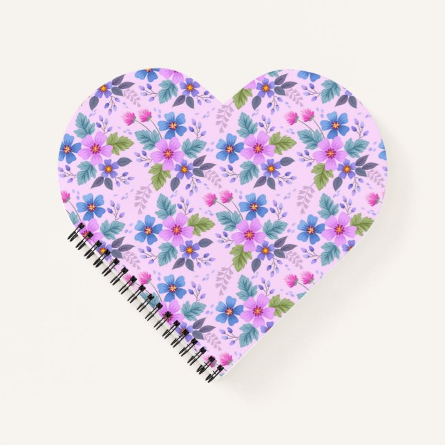 Carnet Floral Rose Violet Fleurs Motif-36841 (Devant)
