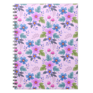 Carnet Floral Rose Violet Fleurs Motif-36841