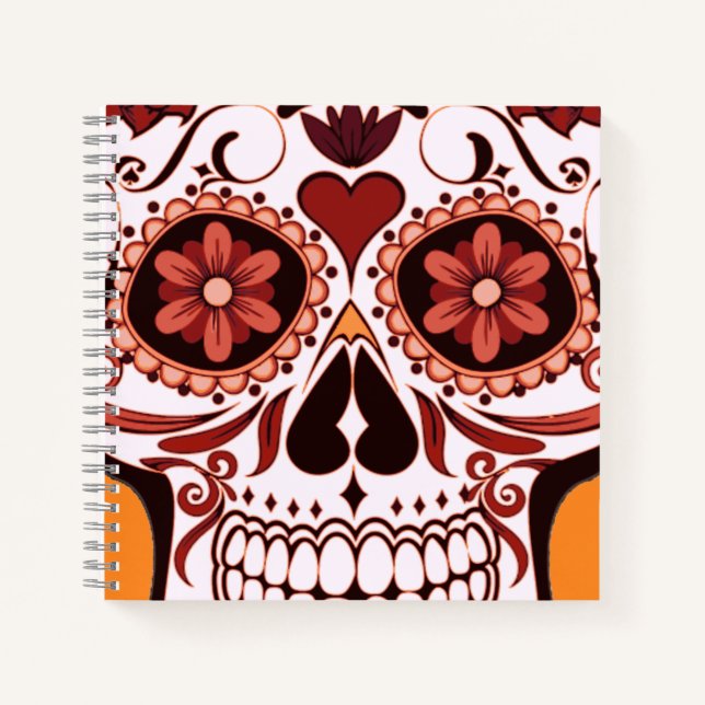 Carnet Floral Sugar Skull Day of the Dead Art (Devant)