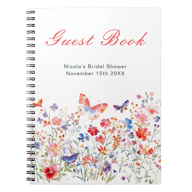 Carnet Floral Summer Butterfly Bridal Shower Guest Book (Devant)
