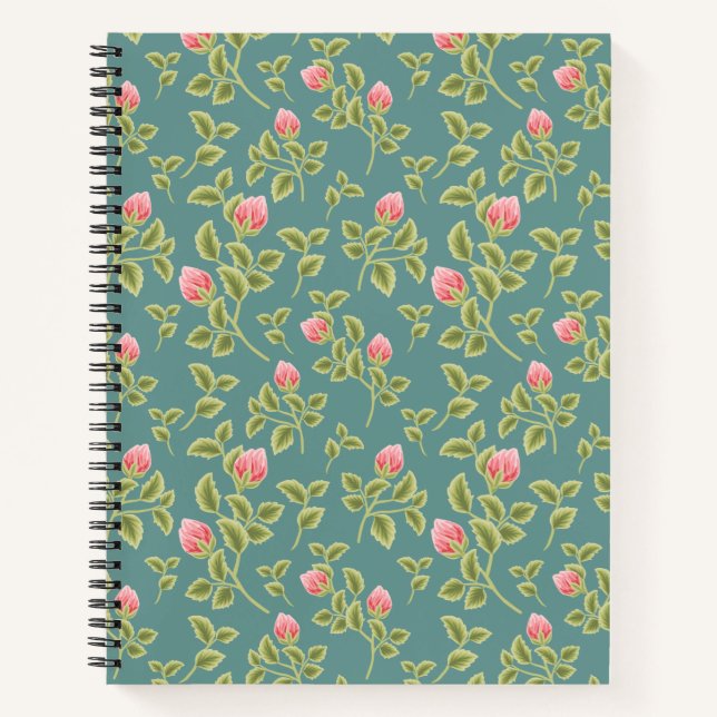Carnet Floral vert et rose (Devant)