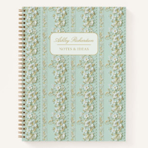 Carnet floral vert personnalisé