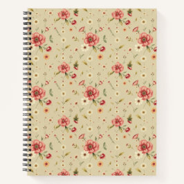 Carnet floral vintage pour études et journalisme