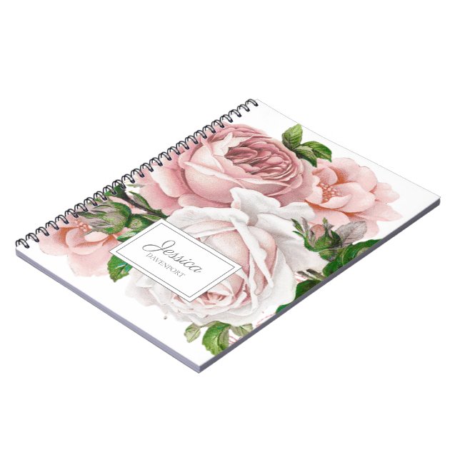 Carnet Floral Vintage rose pâle (Côté gauche)