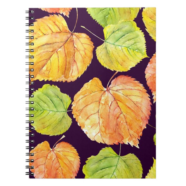 Carnet Floraux d'aquarelle d'automne, motif sans soudure. (Devant)