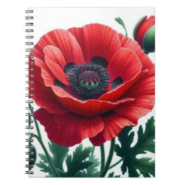 Carnet Flore de pavot rouge