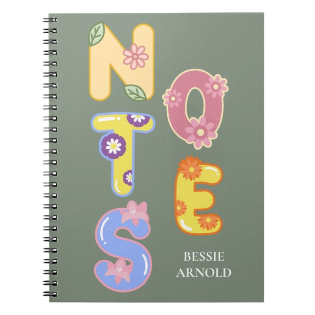 Carnet Flore Fleur sauvage d'aquarelle personnalisée (Devant)