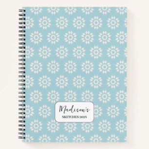 Carnet Flore géométrique en bleu pastel Luminosité person