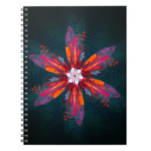 Carnet Flore Mandala Flowers Orange Red Blue Abstract