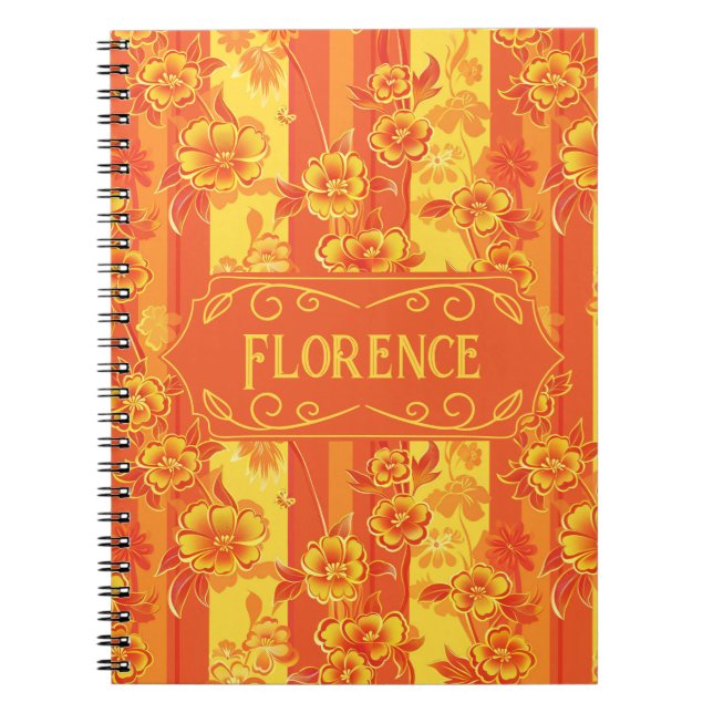 Carnet Florence Floral jaune et orange (Devant)