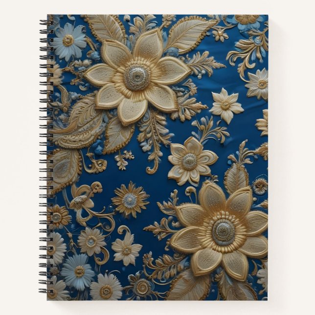 Carnet Flores de Oro y Azul (Devant)