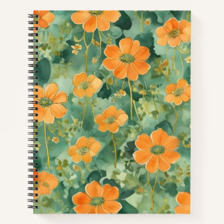 Carnet Flores Naranjas sobre Lecho de Hojas
