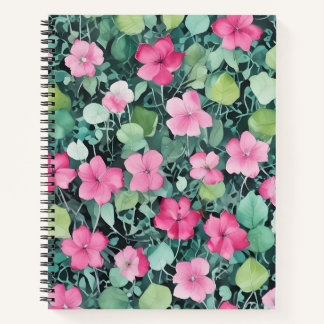 Carnet Flores Rosas entre Hojas