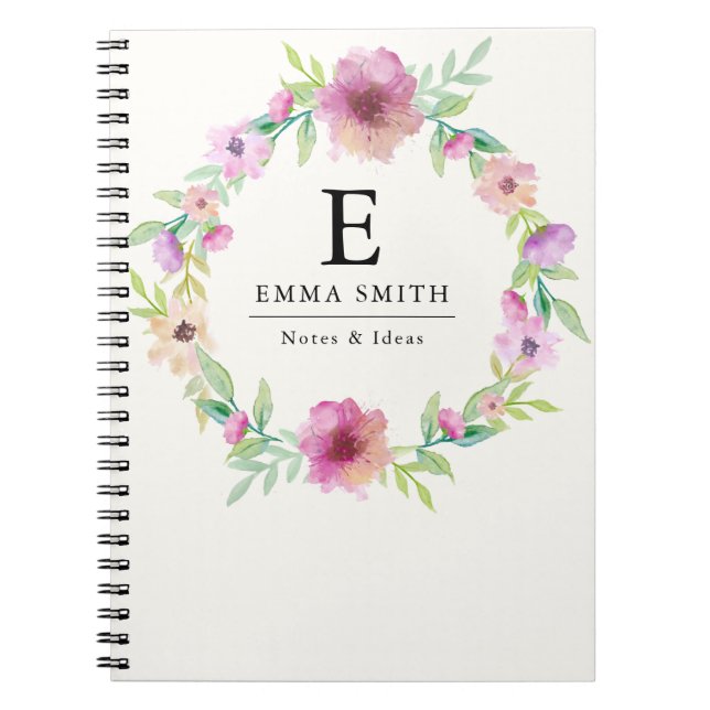 Carnet Flower Bouquet monogram Personalized Notebook (Devant)