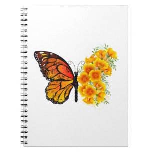 Carnet Flower Butterfly with Yellow California Poppy