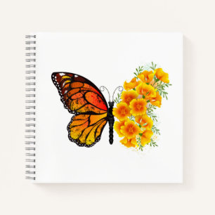Carnet Flower Butterfly with Yellow California Poppy