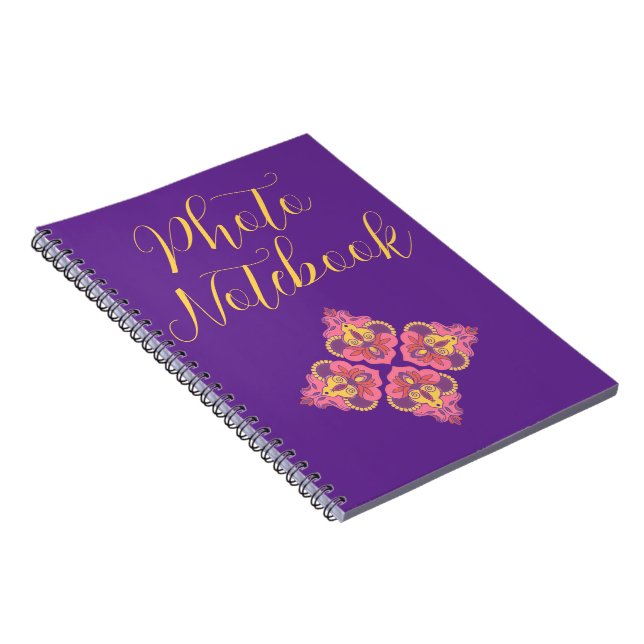 Carnet Flowers on Purple Spiral Photo Notebook (Côté Droit)