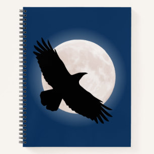 Carnet Flying raven avec la lune derrière elle
