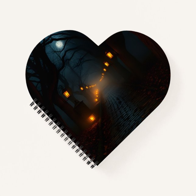 Carnet Foggy Lantern Path Halloween Notebook (Devant)