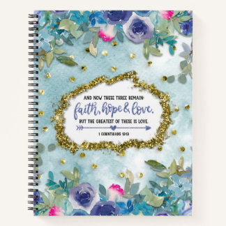 Carnet Foi, Espoir et Amour avec Fleurs Aquarelles