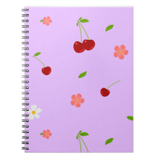 Carnet Fond ludique de fruits et de fleurs de cerisier