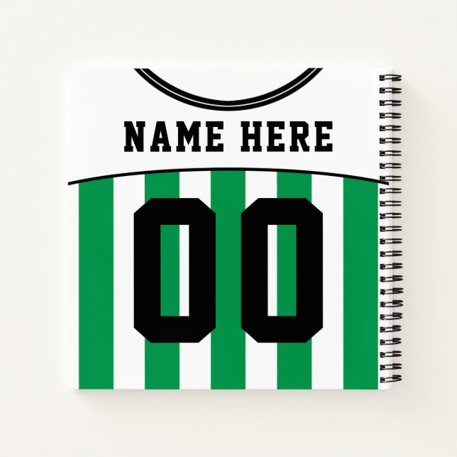 Carnet Football Personnalisé Football Green Stripes Jerse (Dos)