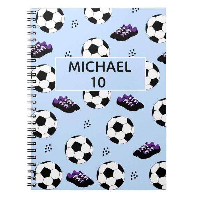 Carnet Football personnalisé nom et numéro bleu (Devant)