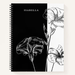 Carnet Foral moderne noir et blanc Personnalisé