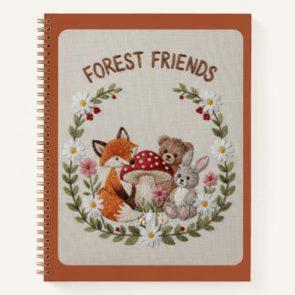 Carnet Forest Friends Embroidered Fox, Bear & Bunny