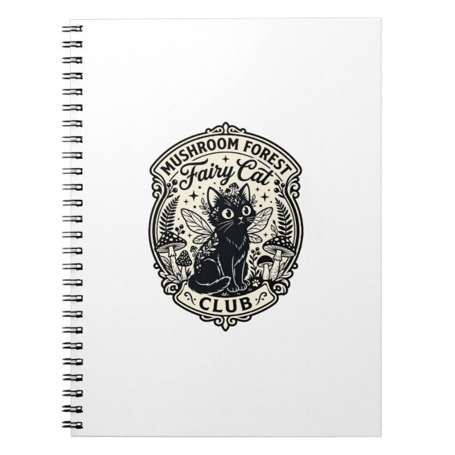 Carnet Forêt de champignons Fée Chat Drôle Chat Graphique (Devant)