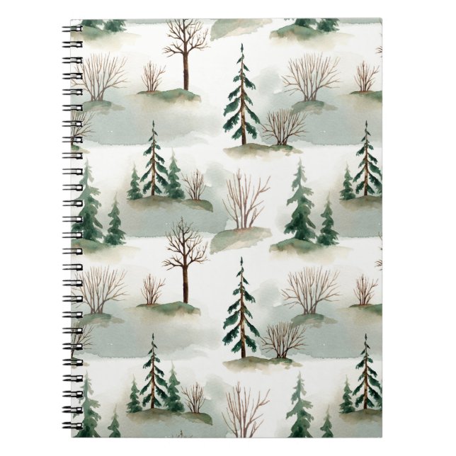 Carnet Forêt d'hiver : Flou vert à main (Devant)