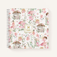 Forêt magique Fée Rose Floral Jardin Monogramme