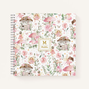 Carnet Forêt magique Fée Rose Floral Jardin Monogramme