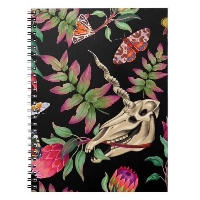 Carnet Forêt magique Unicorn Motif foncé. (Devant)