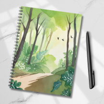 Forêt verte florissante | Aquarelle de la nature