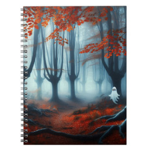Carnet Forêts éffrayantes d'automne avec un fantôme