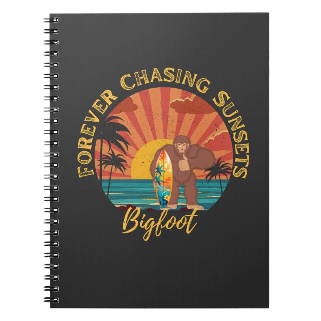 Carnet Forever Chasing Sunsets Bigfoot Surf Noir (Devant)
