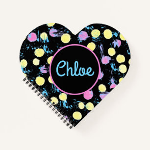 Carnet Forme cardiaque Confetti Pastel Peinture Splash Pe