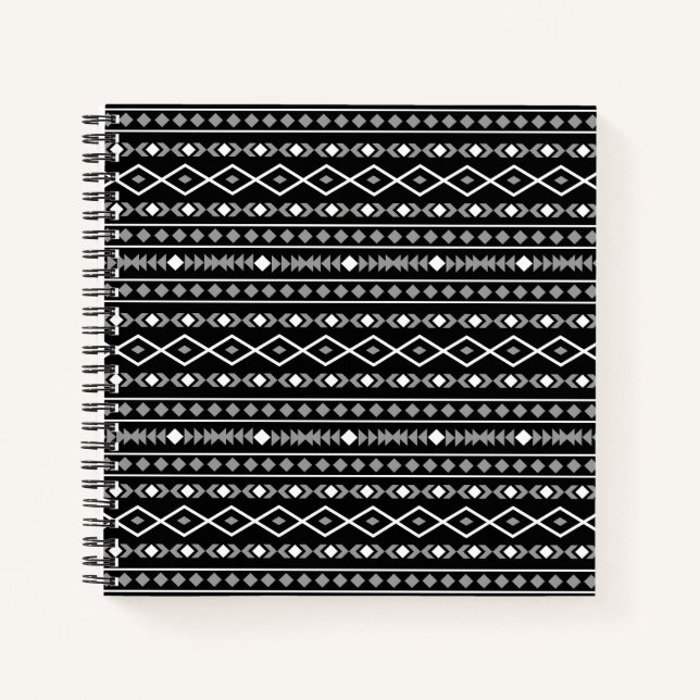 Carnet Formes Aztec Motif gris noir (Devant)