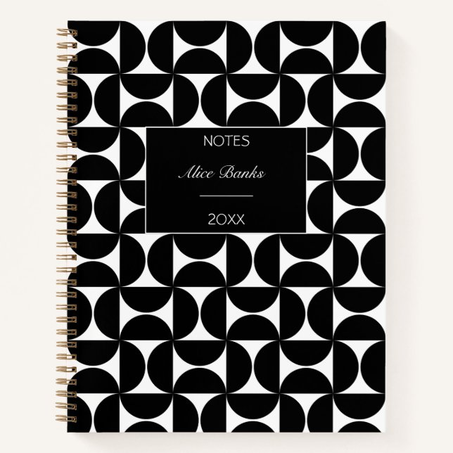 Carnet Formes géométriques modernes de noir du milieu du  (Devant)