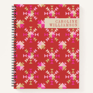 Carnet Formes géométriques modernes Motif Rouge Personnal