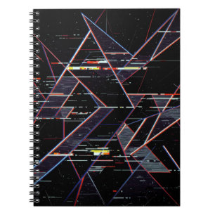 Carnet Formes géométriques néon Glitchcore sur fond noir